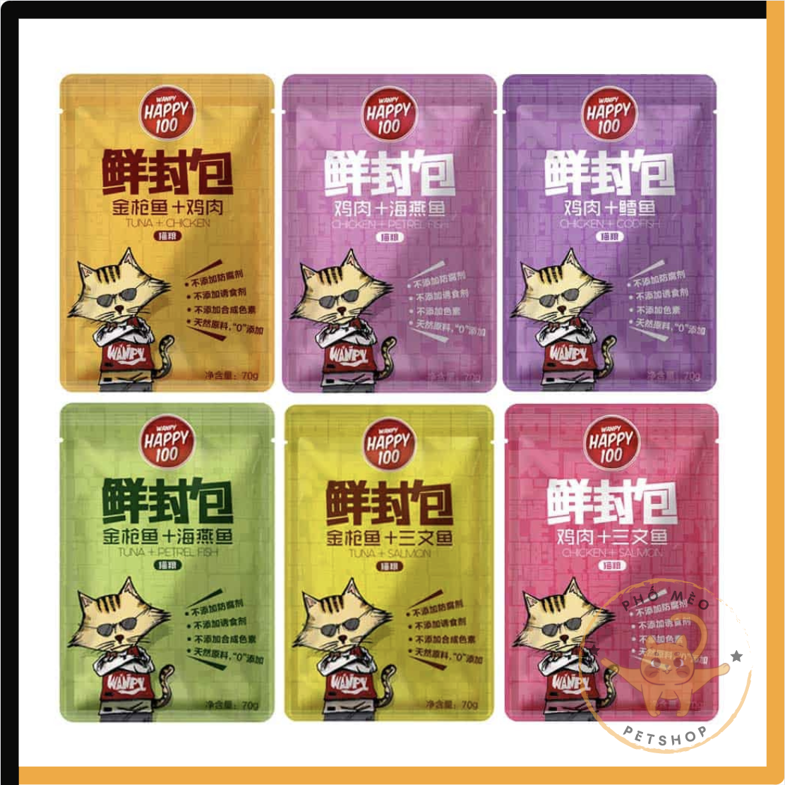 🐱[Ngon bổ rẻ]🐱 Pate Wanpy Happy 100 cho mèo gói 70g ⭐