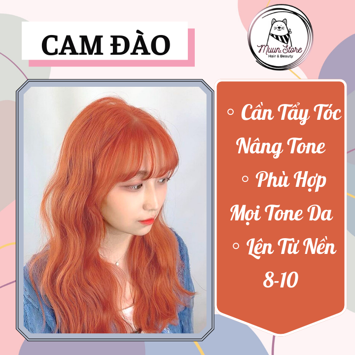 Thuốc Nhuộm Tóc Màu Cam Đào [Tặng Kèm Oxy + Chụp Tóc + Găng Tay]