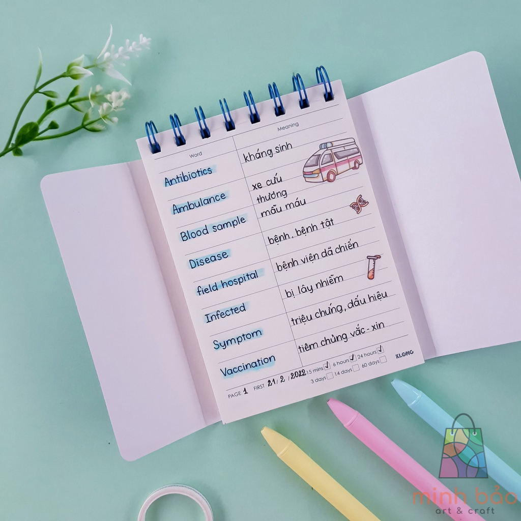 SỔ HỌC TỪ VỰNG KLONG WORD STUDY A6 - 120 TRANG, MS 916