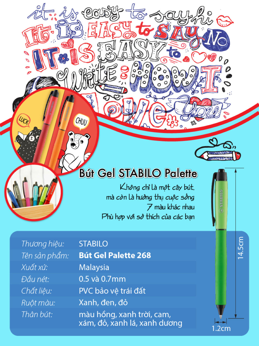 Bút mực gel STABILO PALETTE 0.5mm và 0.7mm