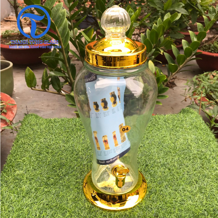 BÌNH NGÂM RƯƠU SÂM THỦY TINH   Phú Hoà 4 LÍT CÓ VAN