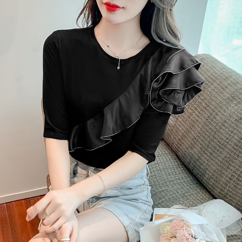 Super Mall เสื้อยืดผู้หญิงแขนสั้นมีจีบ,ใหม่สำหรับฤดูร้อนปี2022เสื้อ ...
