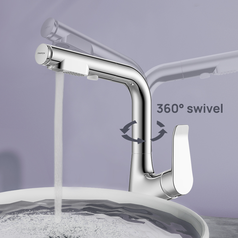 【New Arrival】JOMOO 360 Degree Swivel Basin Mixer Tap 2 Sprays Pullout
