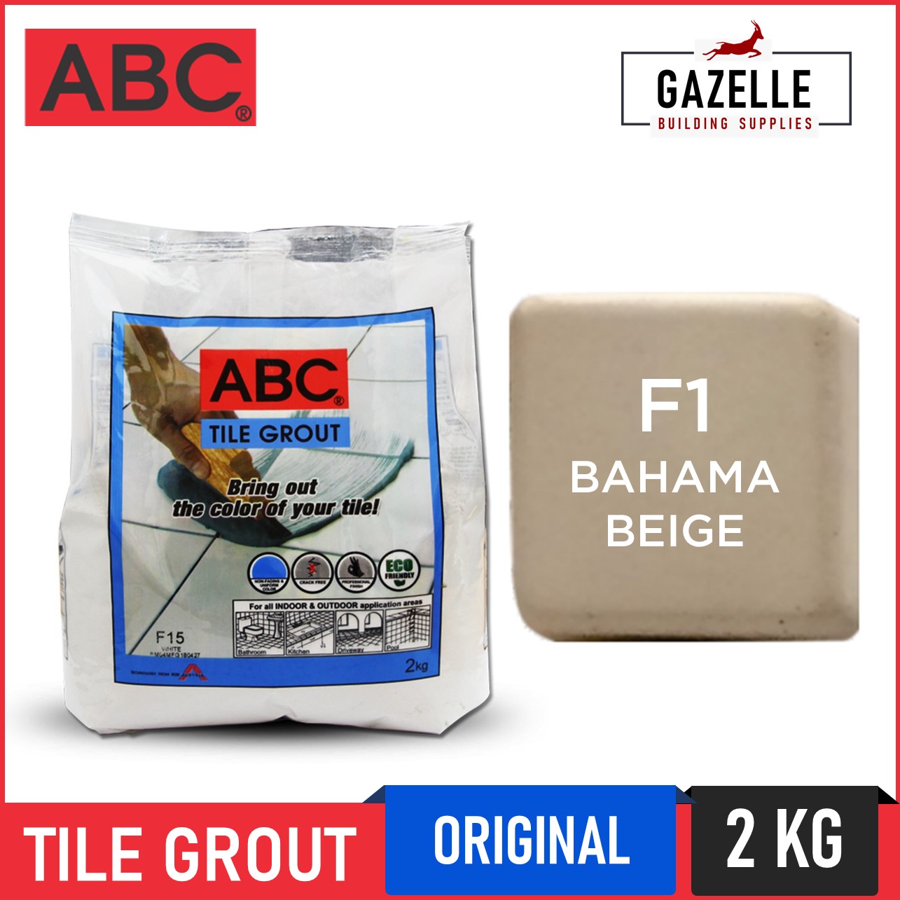 ABC Tile Grout Original Bonding Solution 2kg Bahama Beige F1 Lazada PH