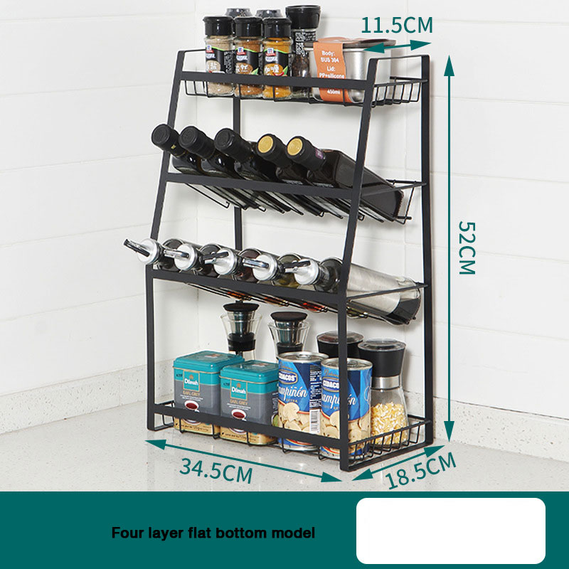 Kitchen storage rack, tabletop, iron art, multi-layer seasoning rack, multifunctional seasoning bottle, layered storage rack solid Metal