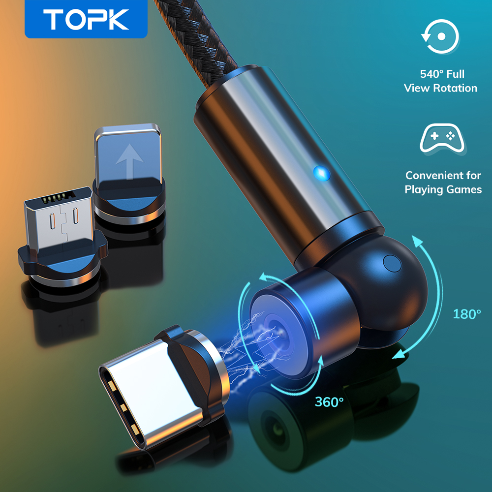 TOPK AM68 Magnetic Micro Cable Type-C USB Magnetic Cable Nylon