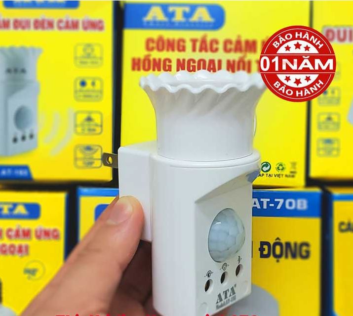 Ổ cắm đui đèn cảm ứng ATA 193 (Đui cảm ứng cắm vào ổ điện 220VAC)(Chỉnh được thời gian, độ lux)