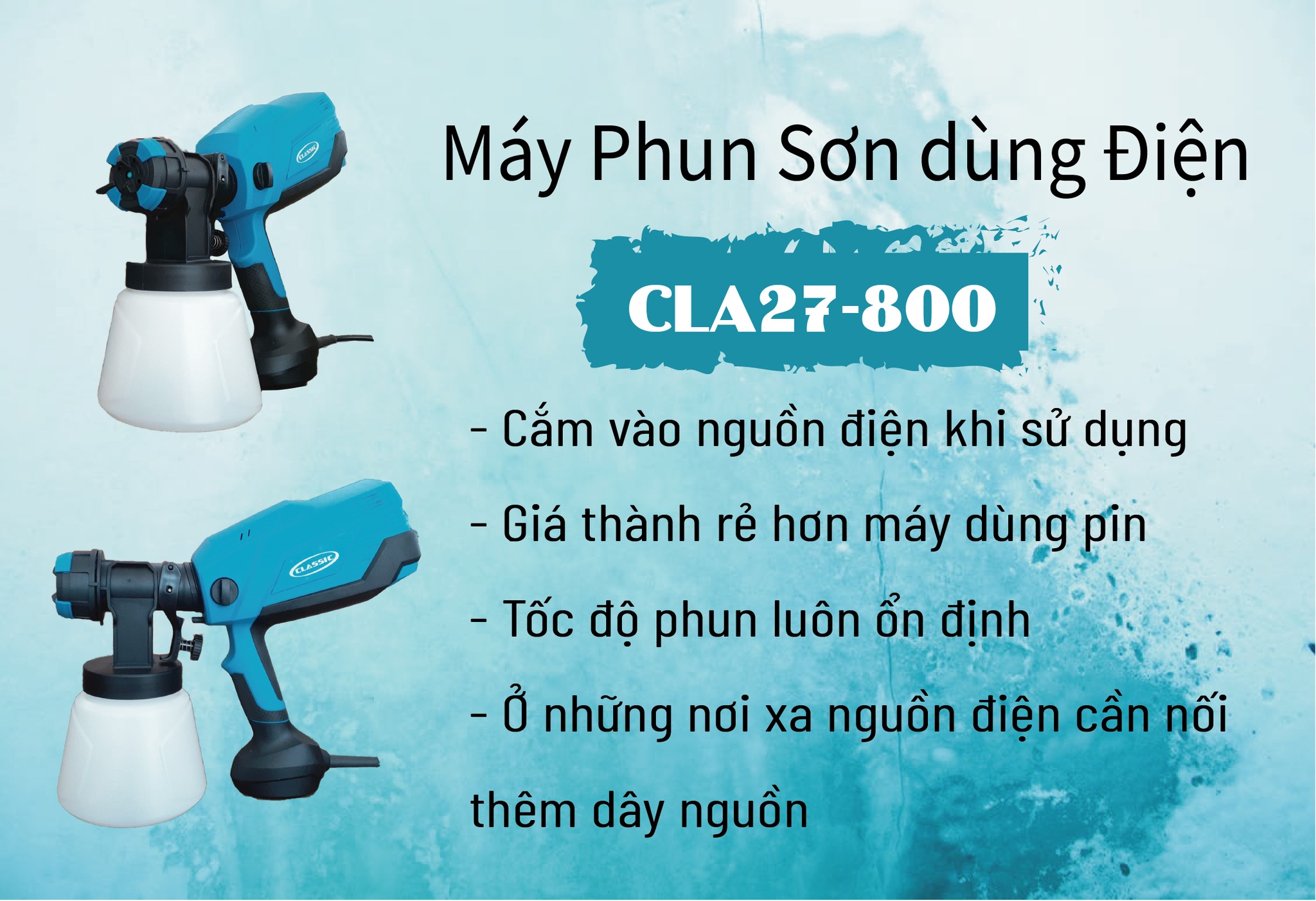[CHÍNH HÃNG] Máy Phun Sơn Điện CLASSIC, Công suất 600W, 4 vòi phun