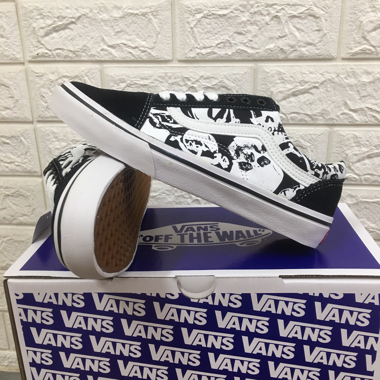 [TẶNG HỘP] Giày ván slip on lười caro lửa ĐỎ size 36-43 NAM NỮ COUPLE