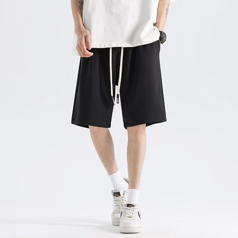 YIPINYOUYOU丨Men's shorts - Summer new elastic waist loose casual wide leg pants Drawstring solid color athletic shorts