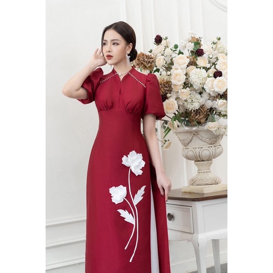 Áo dài cách tân đỏ tết 2023