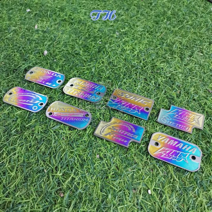 Tem titanium gắn nắp bình dầu xe máy exciter, winner, winner x, satria, sonic, vario, sh , air blade,...