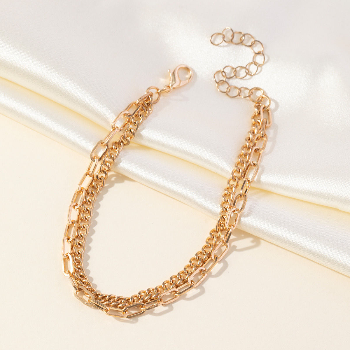 【Hottest Trends】Double-layer paper clip chain bracelet women's simple ...