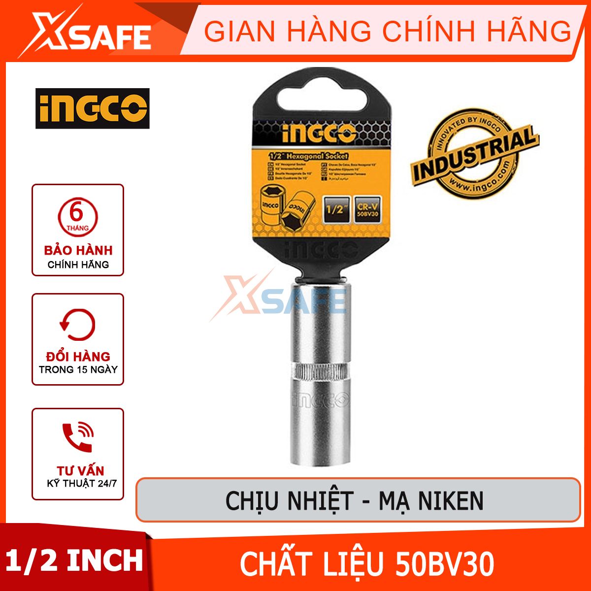Head tube open spark plug 16mm-21mm ingco, Chiu thermal good, coating layer plating black nickel, directly open the spark plug material 50bv30, two size 1/2 inch x 16mm and 1/2 inch x 21mm [Main genuine][xsafe]