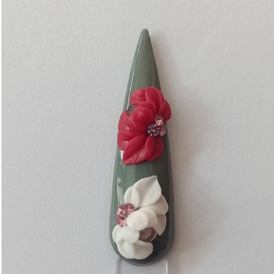 Hoa bột Nail, hoa 3D gắn Móng chân, móng tay,10 cánh, đá cạnh