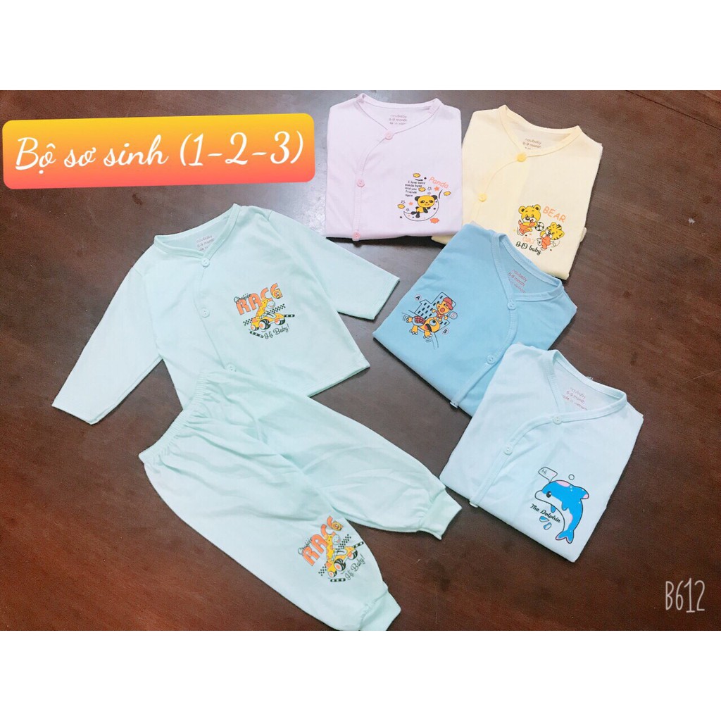 Bộ sơ sinh noubaby cúc lệch, cúc chéo cho bé.