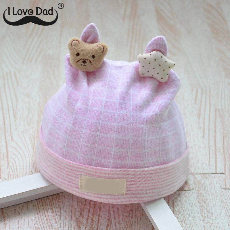 Newborn Baby Hat Soft Cotton Cartoon Bear Baby Bonnet for Girl Boy