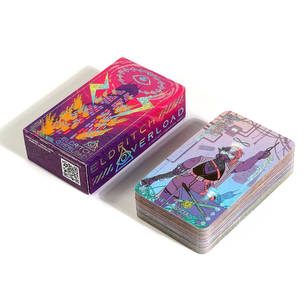 “》？：》？：”： 2023 New Eldritch Overload Fantasy Cyberpunk Tarot Deck Fortune Telling Game Divination Tools 78 Cards Deck Birthday Gift
