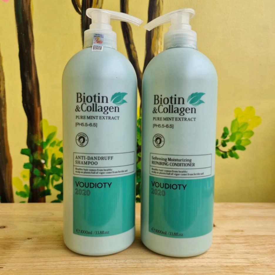 [Ngăn ngừa gàu] Cặp Dầu Gội Xả Biotin Collagen Xanh Dương 1000mlx2 Biotin xanh dương thumbnail