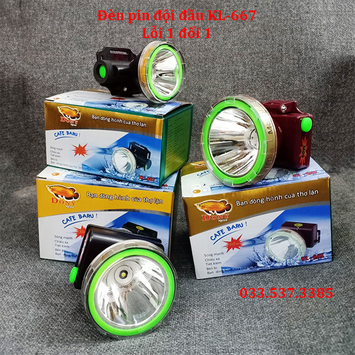 Đèn led đội đầu siêu sáng, đèn pin siêu sáng mini KL 667 pin siêu bền