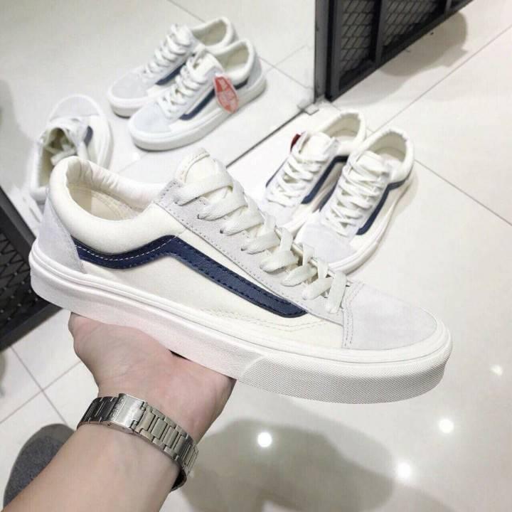 Giày Vans style old skool trắng vạch đỏ,trắng vạch đen dễ phối đồ