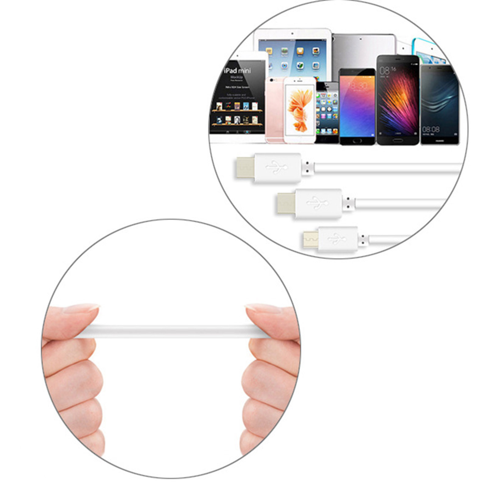 Eguan Data Cable 3 in 1 Fast Charging Cable for Iphone Android Phones Tablets Universal Micro Usb Type-c Data Cord