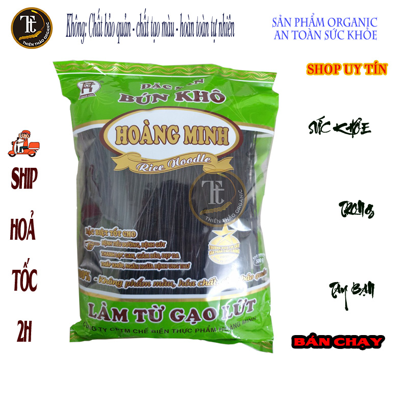 Bún gạo lức đen thực dưỡng 500gr [100% từ gạo lức đen Điện Biên] HCM