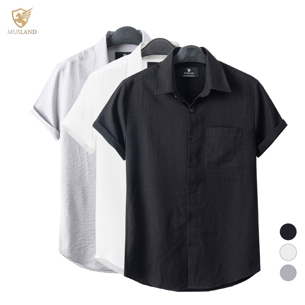 Áo đũi nam cộc tay cổ bẻ full cúc(mã AD02)