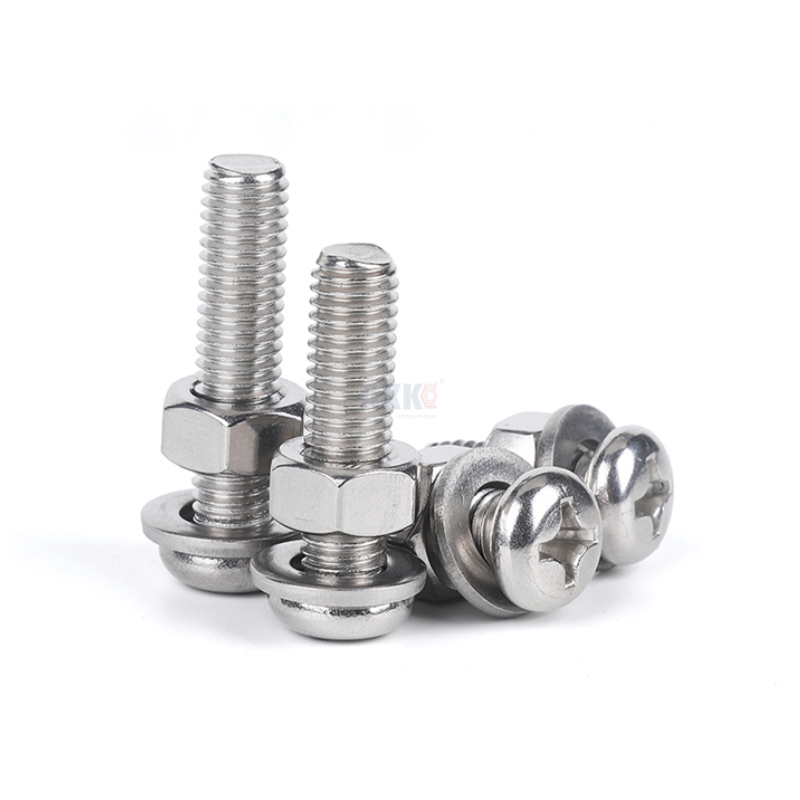 304 Stainless Steel Screw Sets Cross Recessed Pan Screw With Washer Nut ...