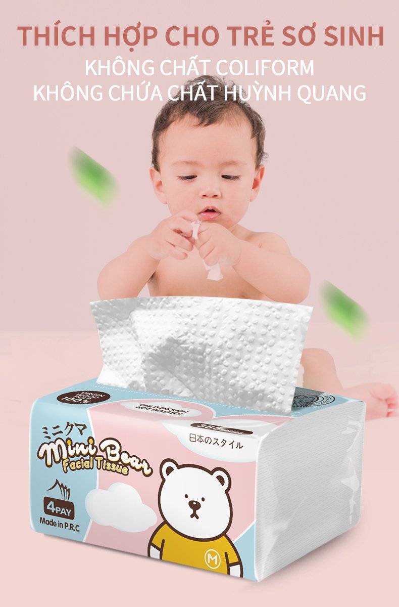 Khăn giấy rút Minibear Nhật (lốc 10 gói )