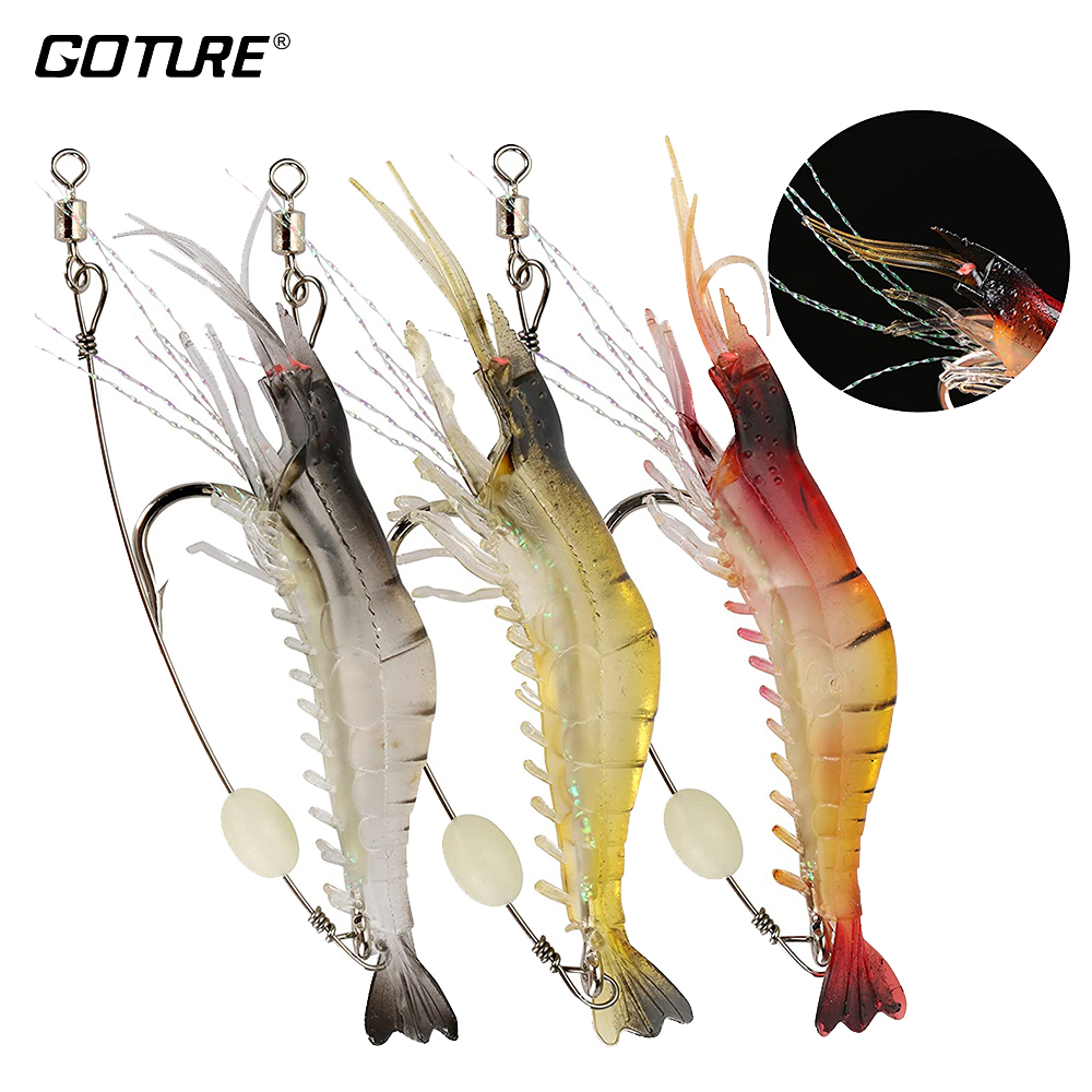 Goture 3pcs Soft Luminous Shrimp Fishing Lure 9cm 6g Bait Soft Lures Fishing  Tackles