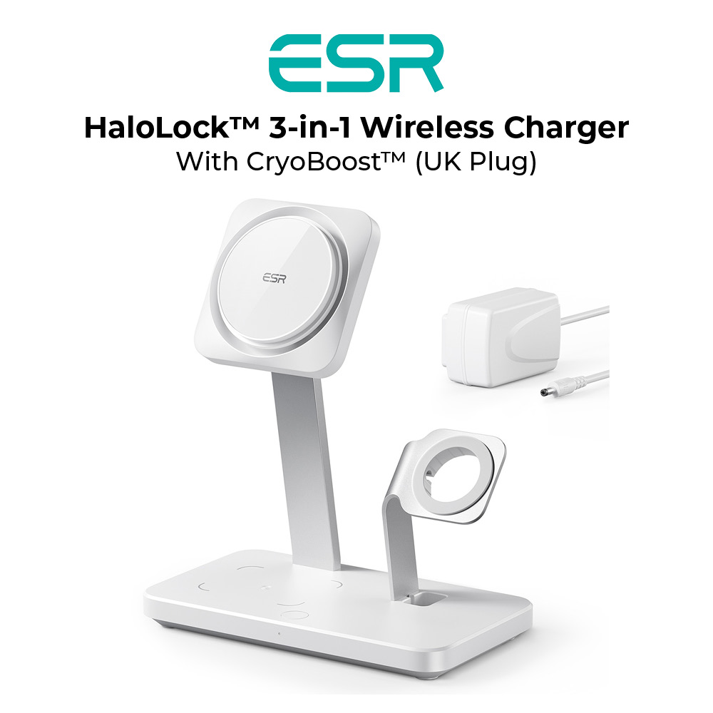 ESR HaloLock 3-in-1 Wireless Charger with CryoBoost (UK Plug