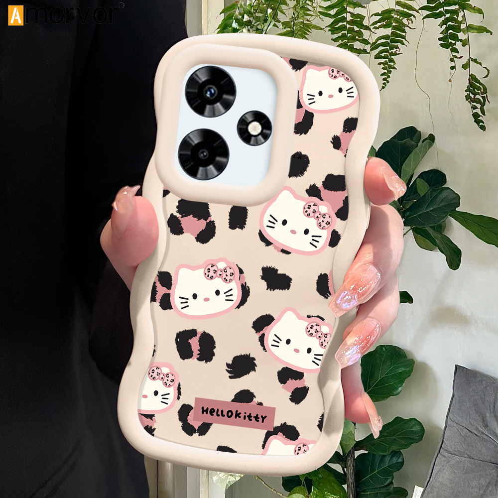 AMORVOR%20for%20Infinix%20Hot%2030%20Play%20Hot%2030i%20Hot%2030%20Back%20Cover%20Leopard%20Print%20KT%20Cat%20Pattern%20Luxury%20Phone%20Case%20Macaron%20Wave%20Soft%20Silicone%20Mobile%20Cover%20-%20Image%202