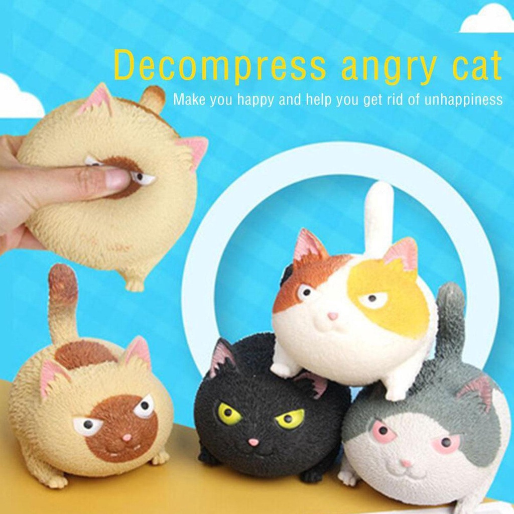 Squishy Cat Stress Toy Funny Cute Cat Shaped Stress Ball Stress Balls