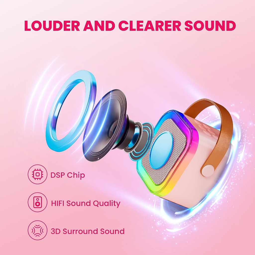 Mini Karaoke bluetooth speaker Wireless Microphone portable Speaker 3D Stereo Amplifier with two Mic