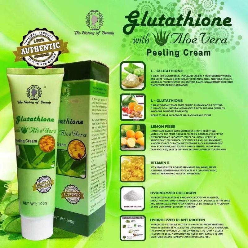 The History of Beauty Glutathione with Aloe Vera Peeling Cream 100g Melasma  / Wrinkles / Skin Dark Spot Collagen & Gluta