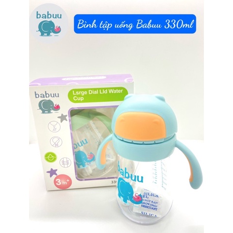 Bình uống nước PPSU nắp bật Babuu có van chống sặc cho bé