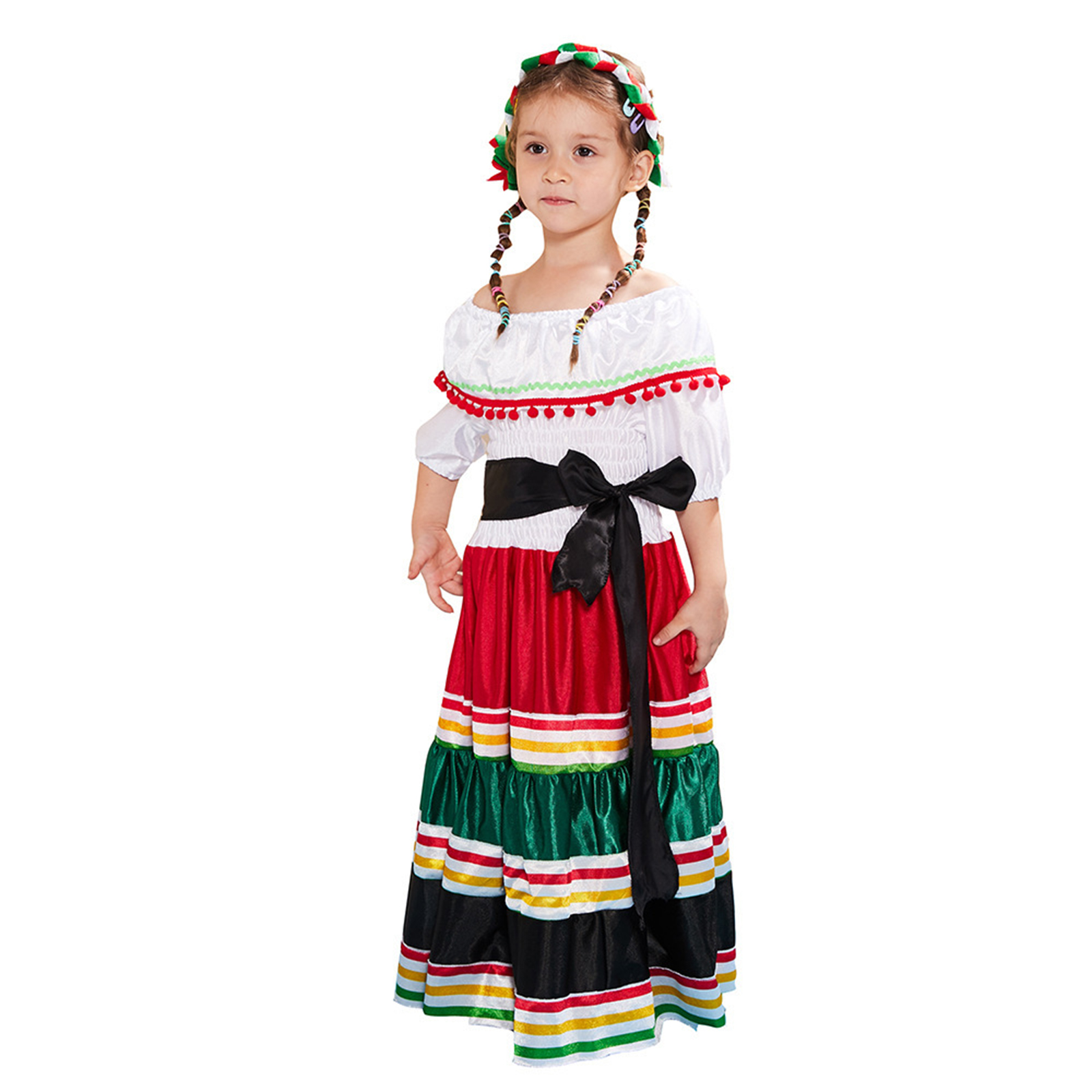 lily'sshop Kids Girls Halloween Costume Traditional Mexican Dress