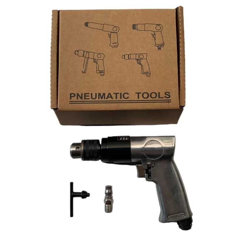 【Stylish】 1set 3/8  10mm Pneumatic Tool Positive And Negative Air Drill 1800 Hole Drill Pneumatic Drill Forward And Reverse Dropship