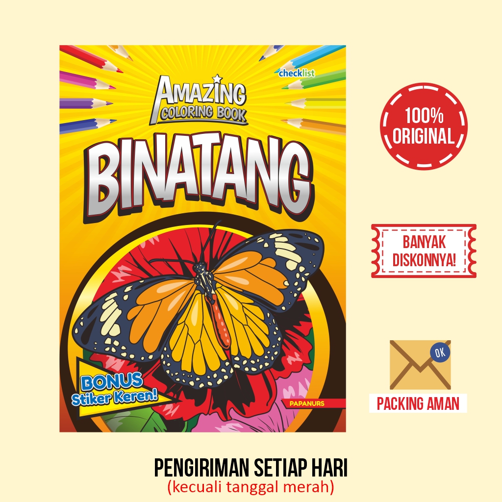 Buku Mewarnai Anak Amazing Coloring Book Tema Binatang | Lazada Indonesia
