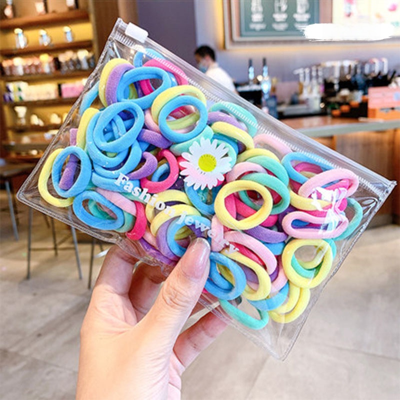 50 Pcs/bag Girls Cartoon Hair Tie Children Baby Elastic Hair Band