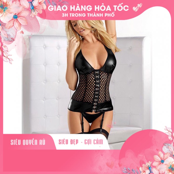 Đồ lót Corset da lưới xuyên thấy sexy 1276