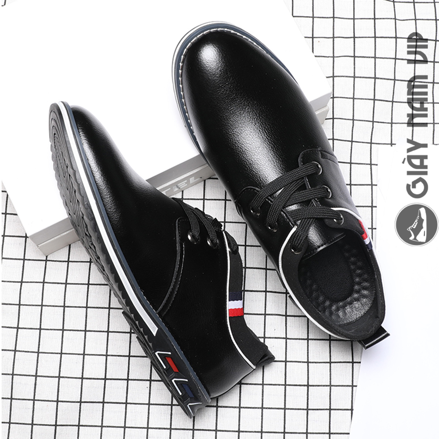 Giày da thể thao nam cao cấp da bò đẹp giaynamvip giày nam đen thể thao hàn quốc gnk152