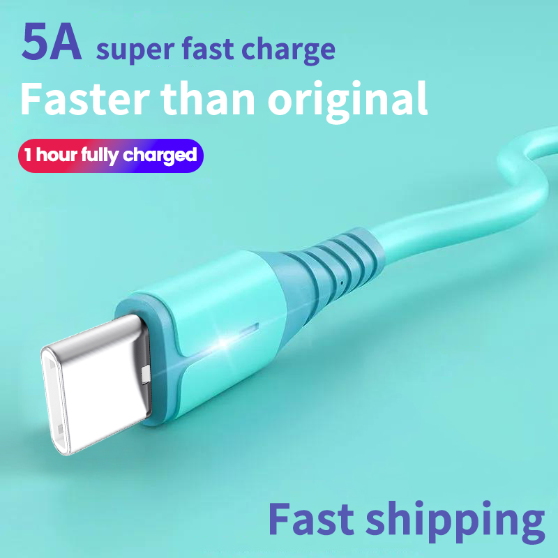 Cáp Dữ Liệu Silicon Lỏng 1M 5A TYPE-C/Cáp Sạc Siêu Nhanh USB Có Đèn/Cáp Sạc TYPE-C Tương Thích Với Điện Thoại Di Động Android Huawei Xiaomi