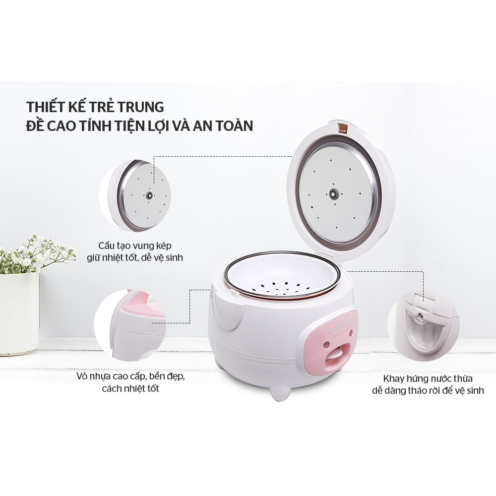 Nồi cơm điện mini SUNHOUSE 1.2L SHD8217W