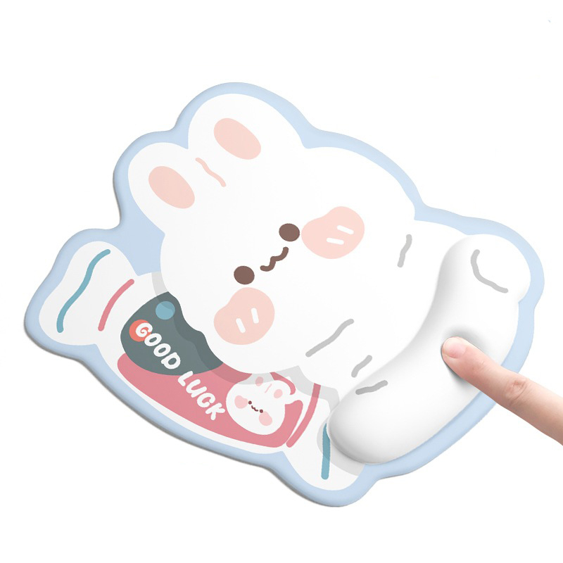 Cute rabbit wrist rest pad mouse pad set (soft sponge ergonomic comfort wrist rest)