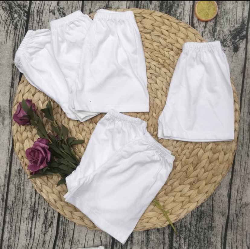 Set 5 Quần ngắn trắng cho bé sơ sinh Bossini