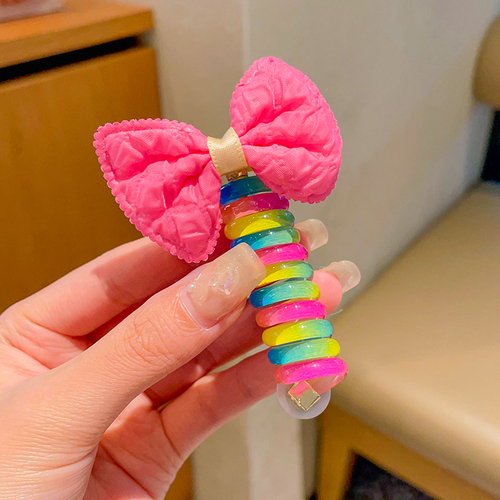 Rainbow cartoon cute curly hair ring for girls