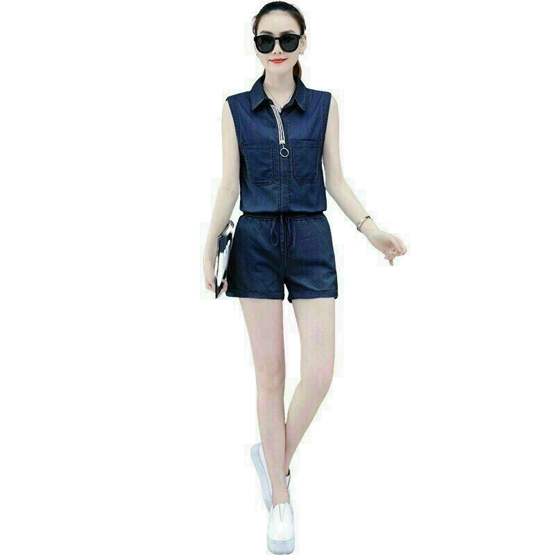 set quần short áo sát nách denim