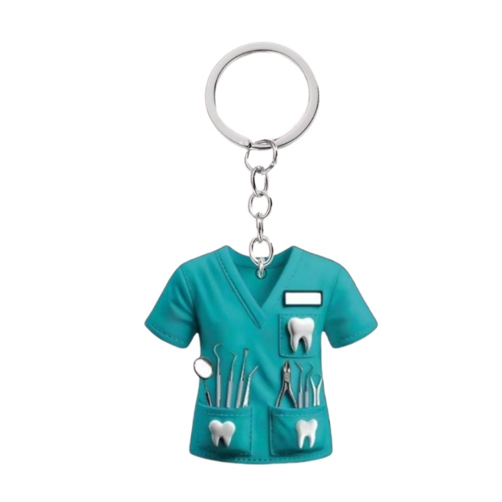 【On Sale】 Personality Doctor Themed Dentist Costume Keychain 2D Plane Dentist Pendant with Key Ring Doctor Hanging Decoration Gifts.